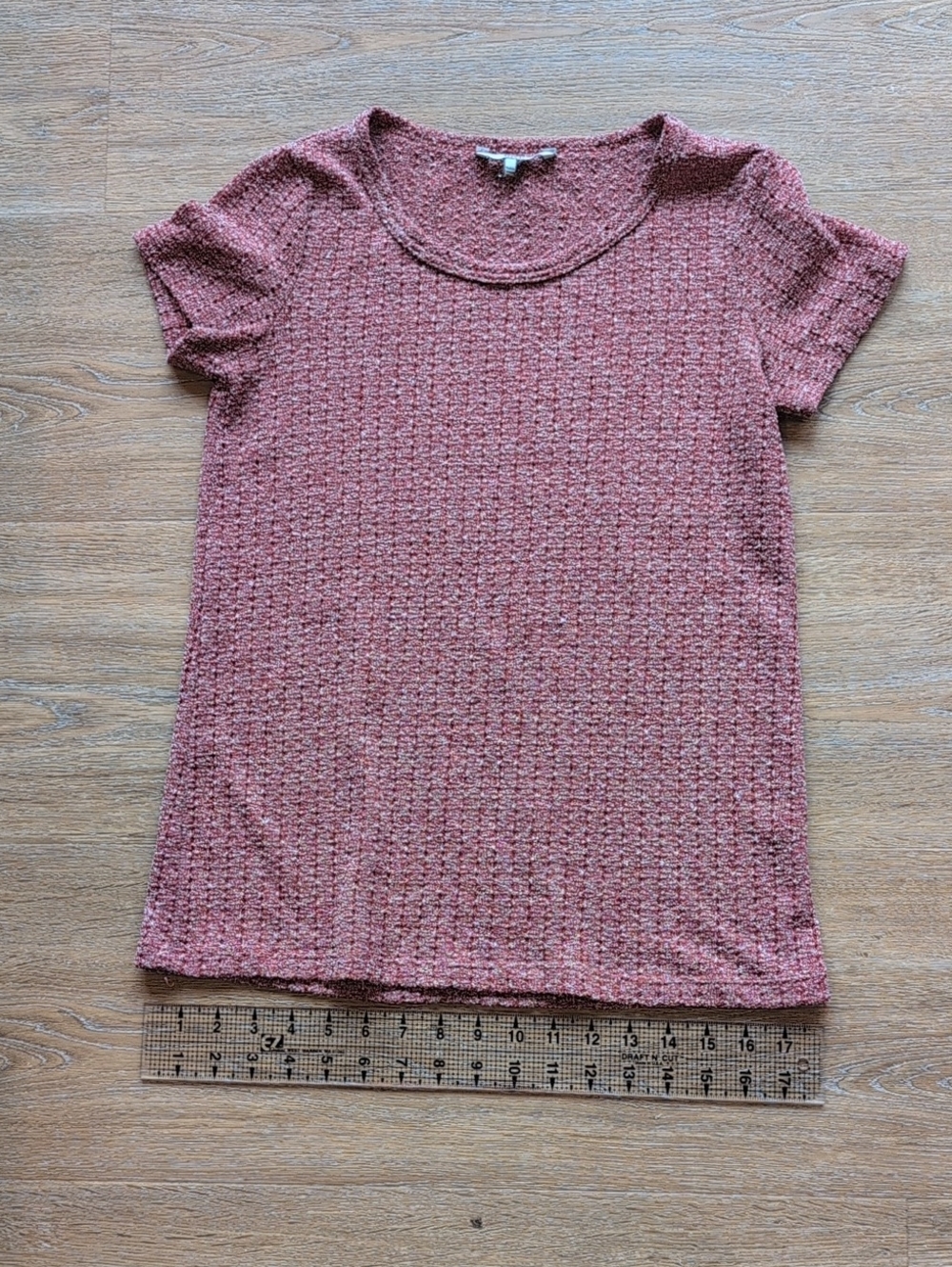 BKE Textured Open Knit Short Sleeve Tee, Small
